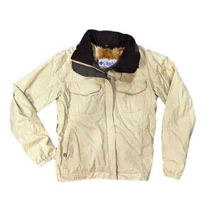Vintage Columbia Titanium Womens Outdoor Jacket Sz M Pale Yellow & Brown READ